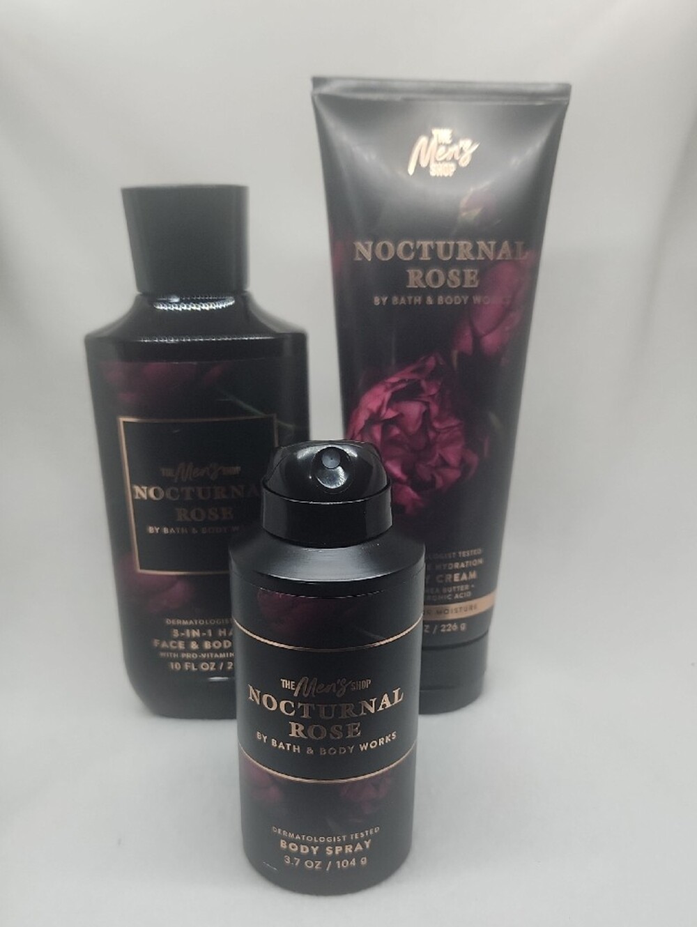 Bath and Body Works Nocturnal Rose Men's Set 3-in-1 Wash, Cream, & Mist New - Picture 2 of 10